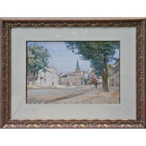 Gabriel Deneux "epinay Sur Seine" Watercolor 28x39